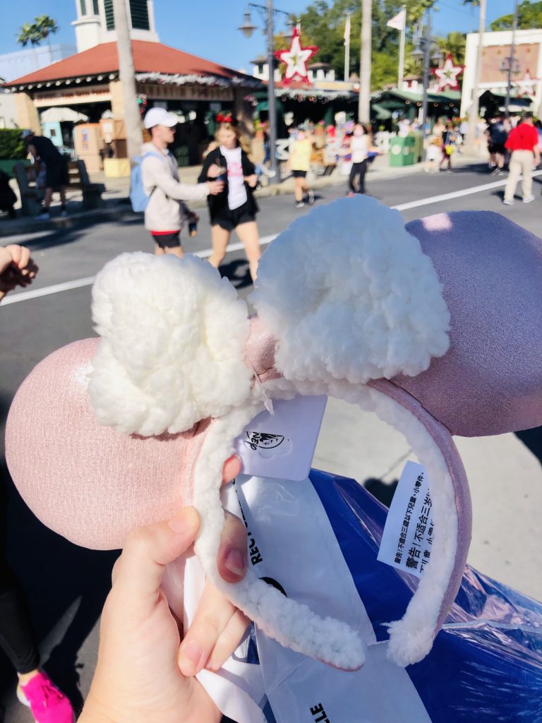 Pink Sherpa Minnie ears