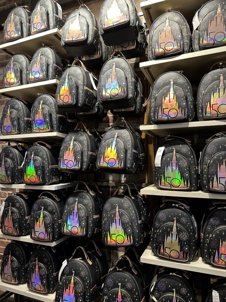 WDW trip report - Wall of WDW50 Loungefly bags