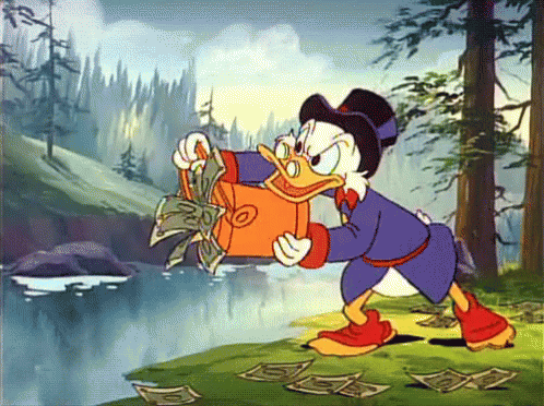 Scrooge McDuck throws money at racing