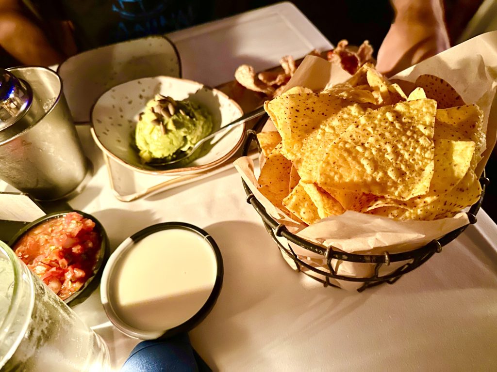 San Angel Inn - chips with guac, salsa, queso