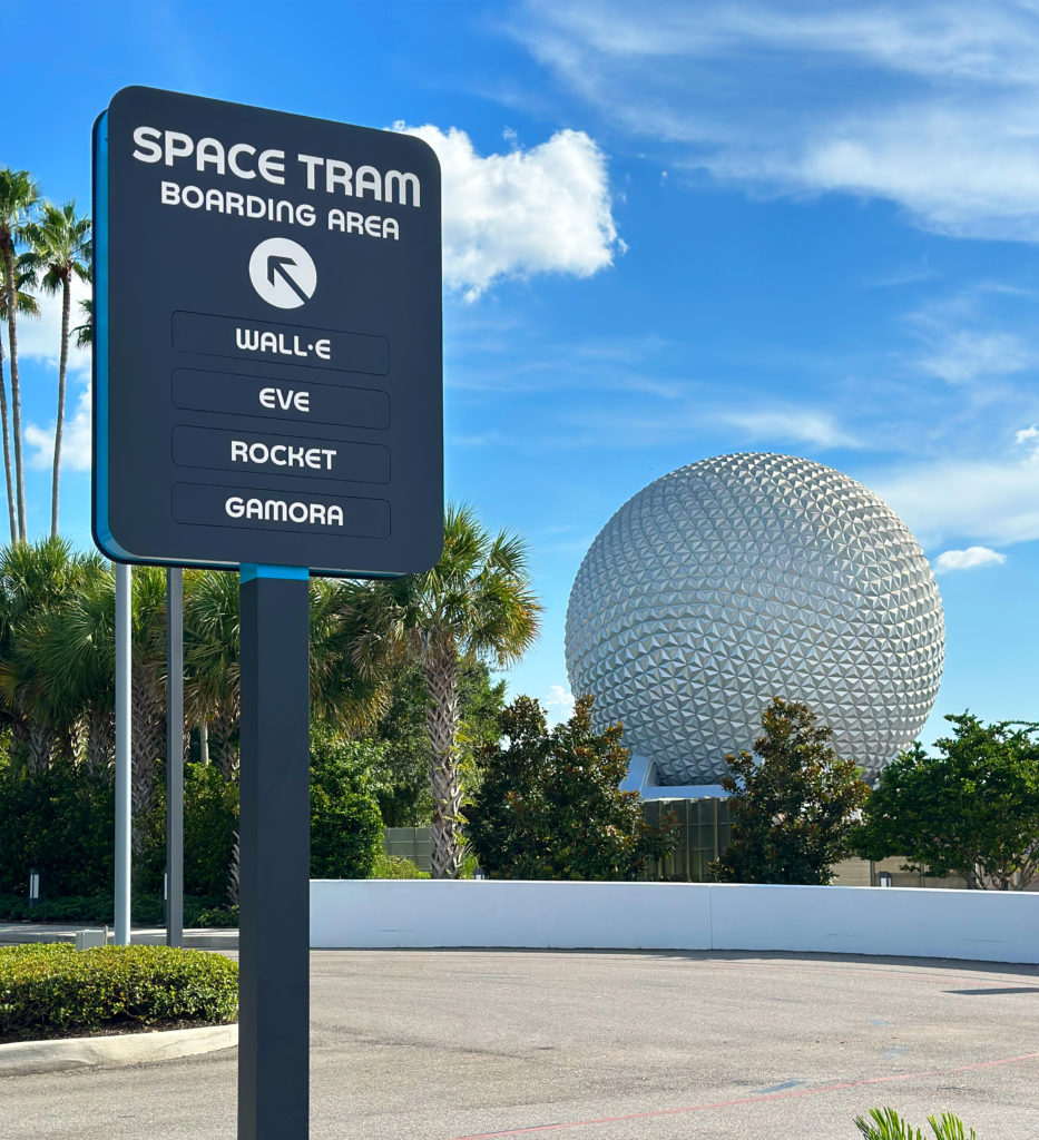 Epcot tram sign