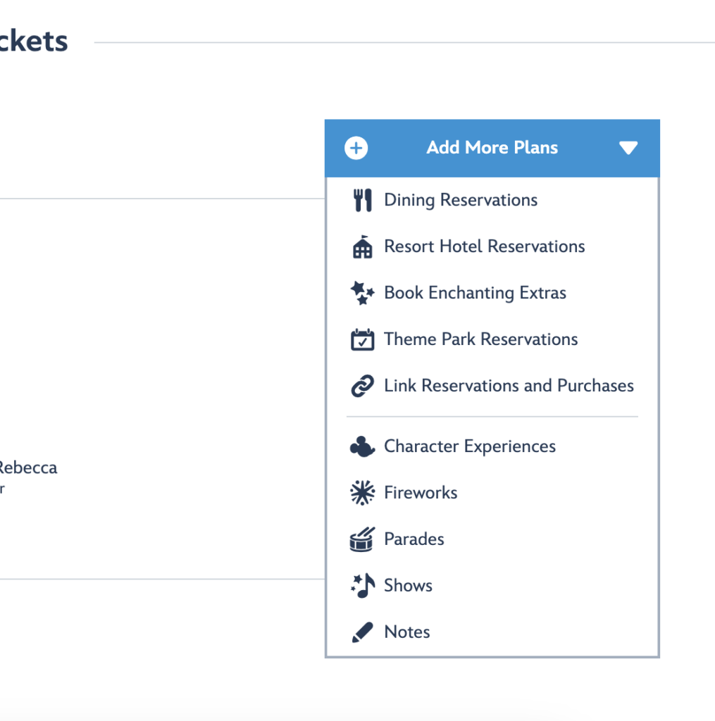 My Disney Experience - add more plans