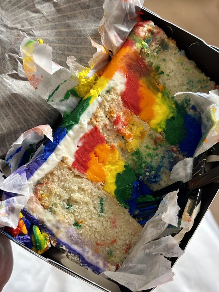 Rainbow cake from Gideon's Bakehouse