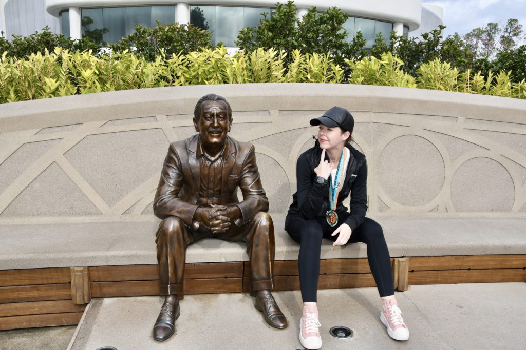 Walt Disney statue photo op in Epcot