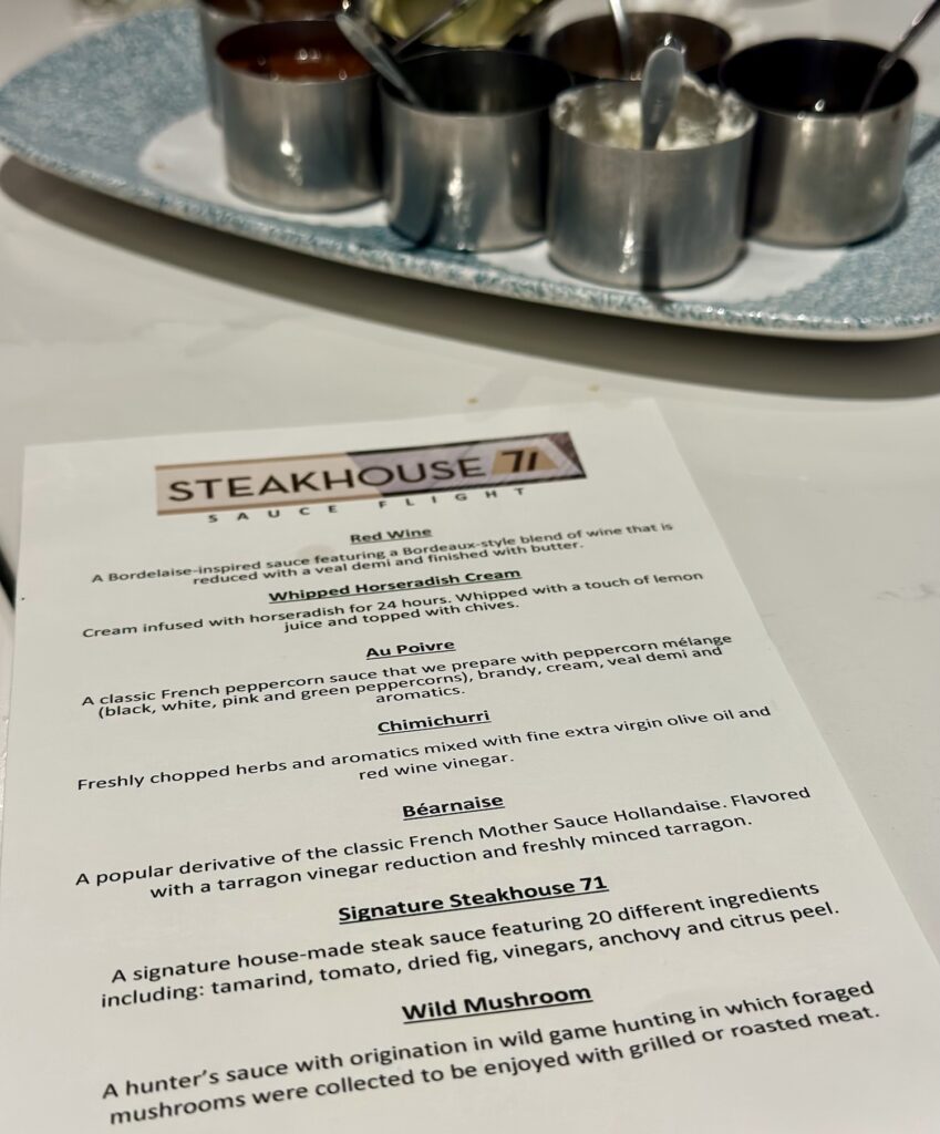 Steakhouse 71 sauce menu