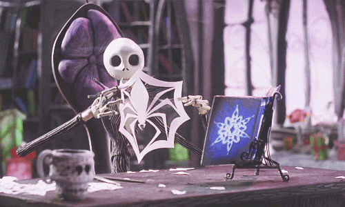 Jack Skellington makes a paper snowflake The Nightmare Before Christmas