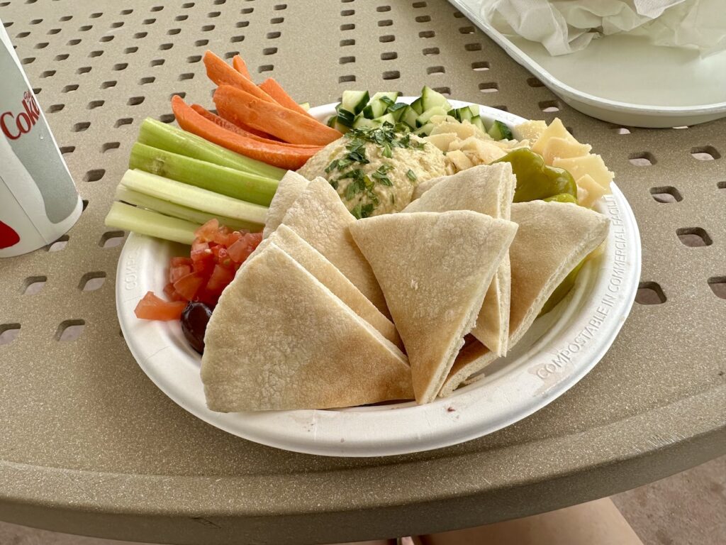 Universal Studios Florida Atomic Grill hummus plate