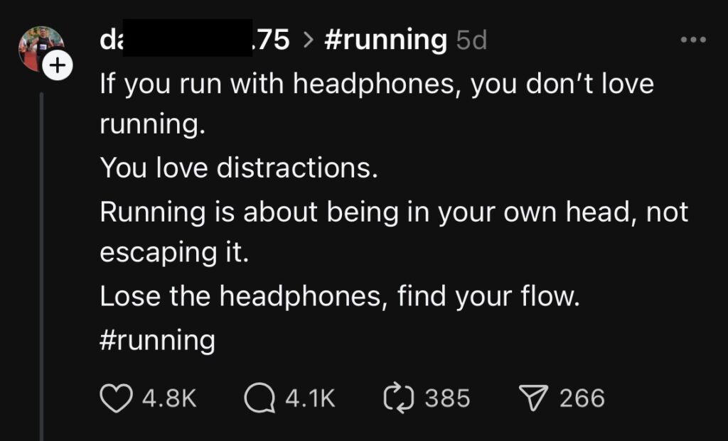 Running without headphones